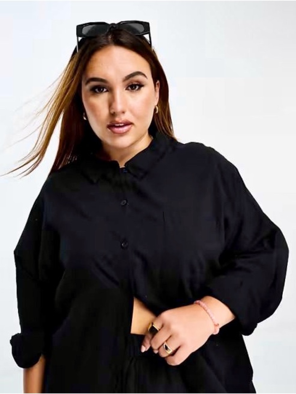 ASOS CURVE Textured Beach Shirt